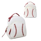 Wholesale - White w/Red Baseball Backpack C/P 8, UPC: 400001331590